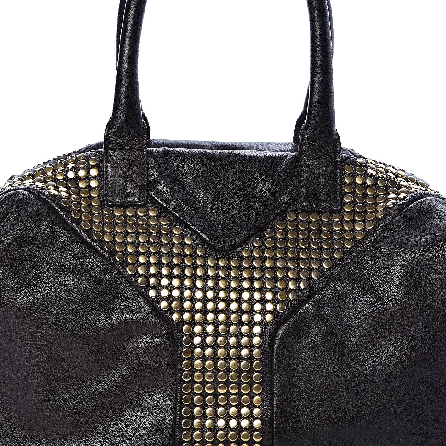 Saint Laurent Chevre Studded Large Rock Stud Easy Y Dark Brown 8 of 10