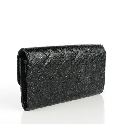 Chanel Glittered Calfskin Quilted Long Flap Wallet Black 3 of 8