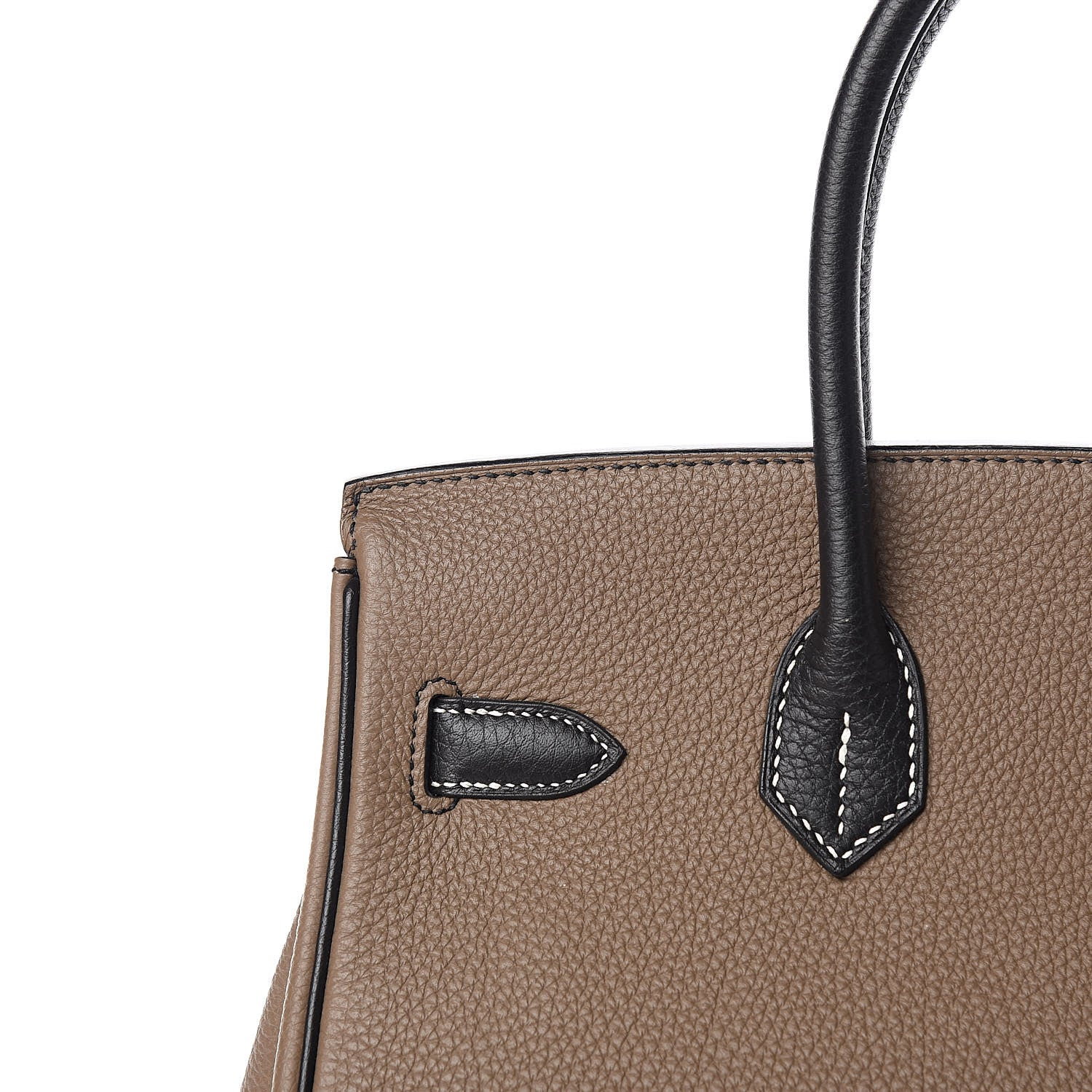 Hermes Togo Horseshoe Birkin 30 Black Etoupe 26 of 29