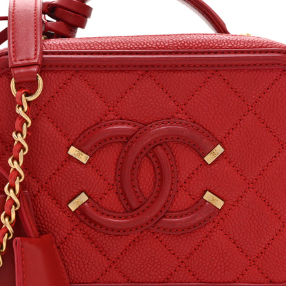 Chanel Caviar Quilted Small CC Filigree Vanity Case Red 8 of 10
