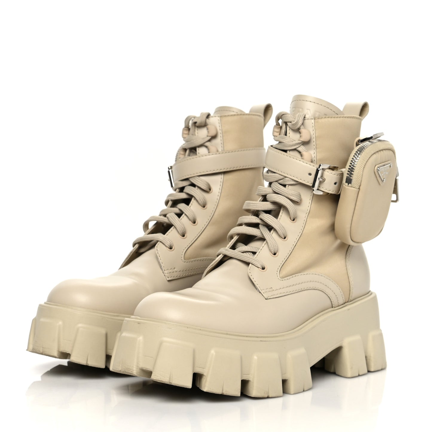 Spazzolato Rois Re-Nylon Metal Triangle Logo Monolith Pouch Pocket 55mm Boots 38.5 Deserto