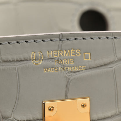 Hermes Matte Alligator Horseshoe Birkin 25 Gris Perle 6 of 11