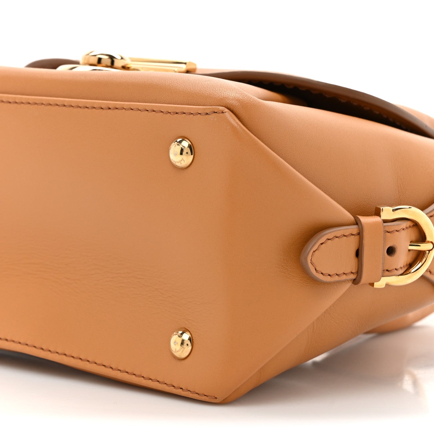 Salvatore Ferragamo Calfskin Small Fiamma Bag Brown 8 of 9