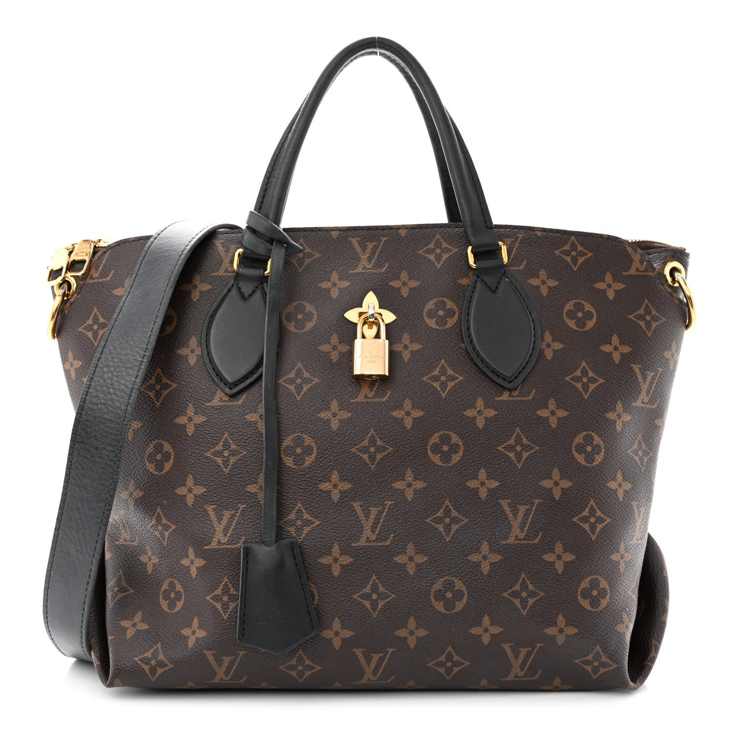 Louis Vuitton Monogram Flower Zipped Tote MM Black 1 of 17