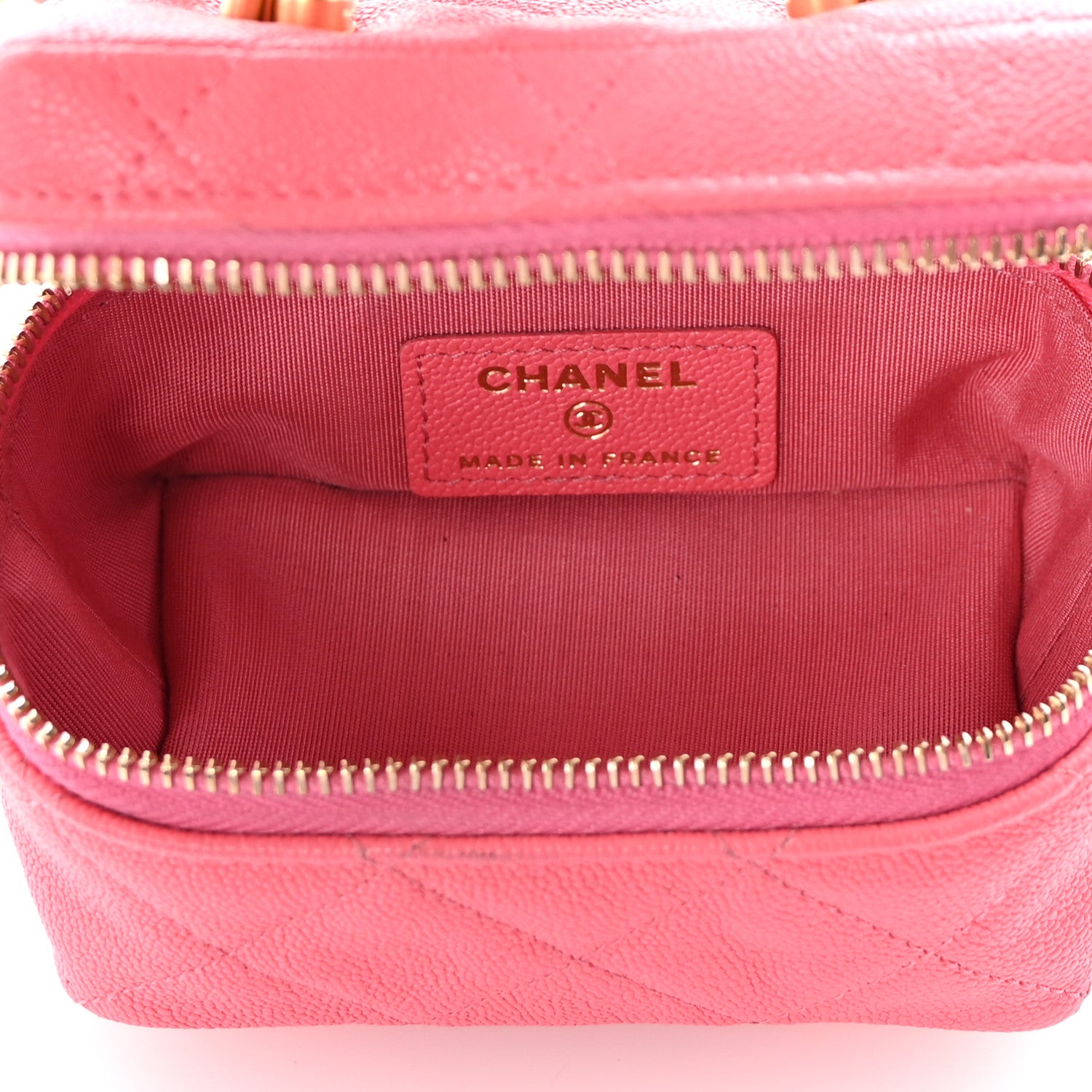 Chanel Caviar Quilted Mini Top Handle Vanity With Chain Pink 5 of 10