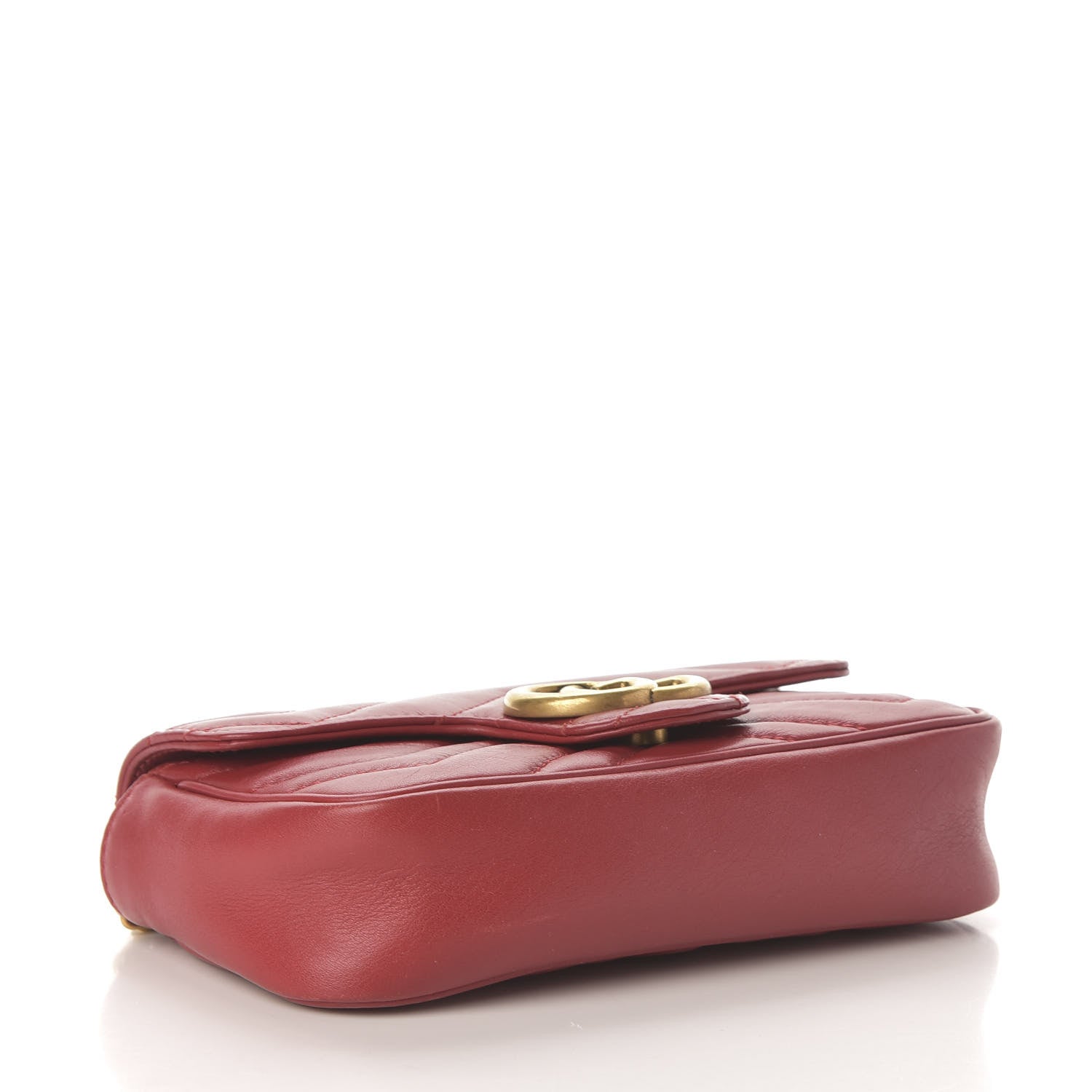 Gucci Calfskin Matelasse Super Mini GG Marmont Shoulder Bag Hibiscus Red 4 of 13