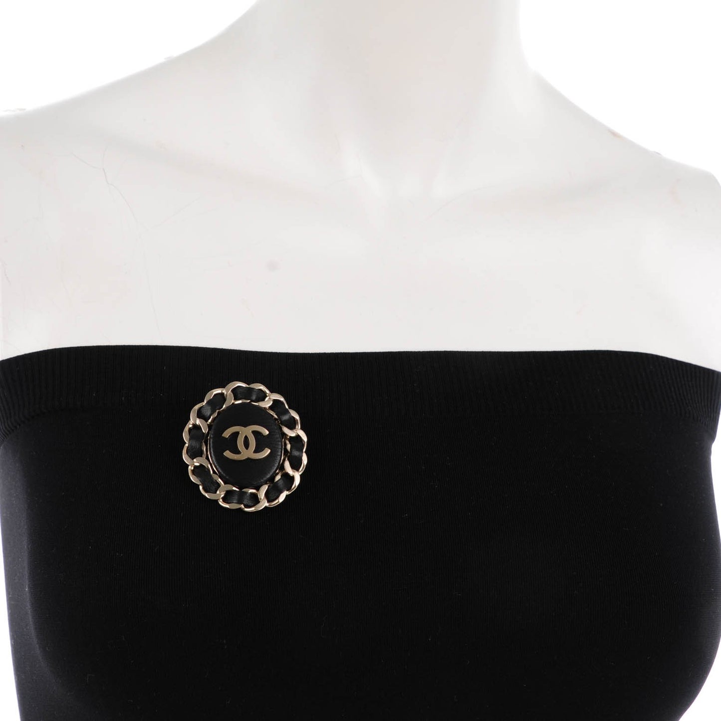 Lambskin CC Brooch Black Gold