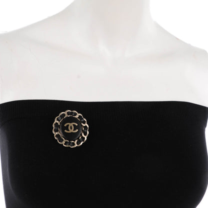 Chanel Lambskin CC Brooch Black Gold 2 of 5