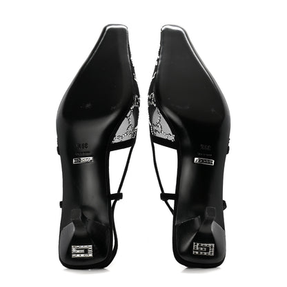 Gucci Tela Retino Kid Scamosciato Crystal GG Monogram Square G 35mm Slingback Pumps 39.5 Black 5 of 8