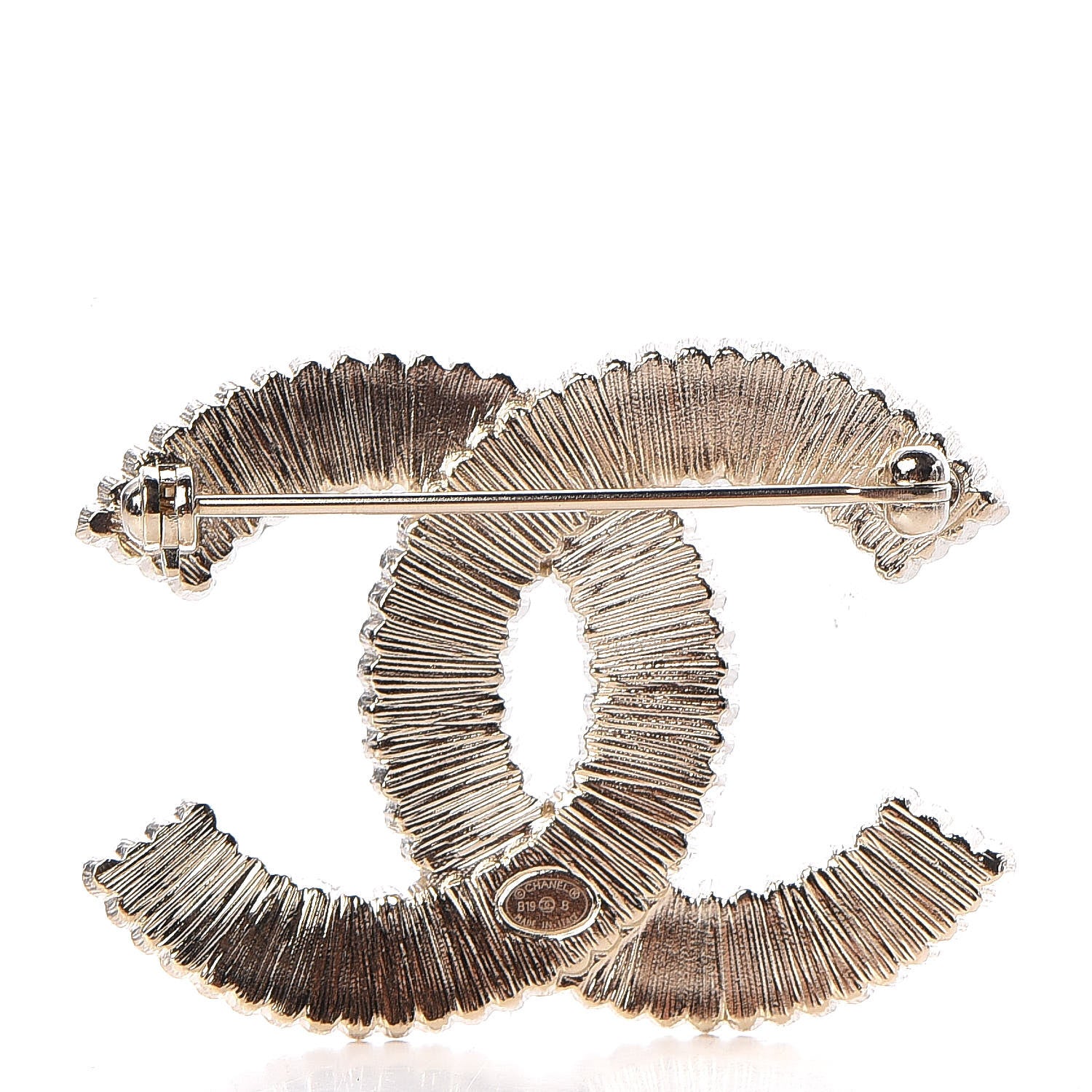 Chanel Pearl Crystal Lace Camellia CC Brooch Gold 3 of 5