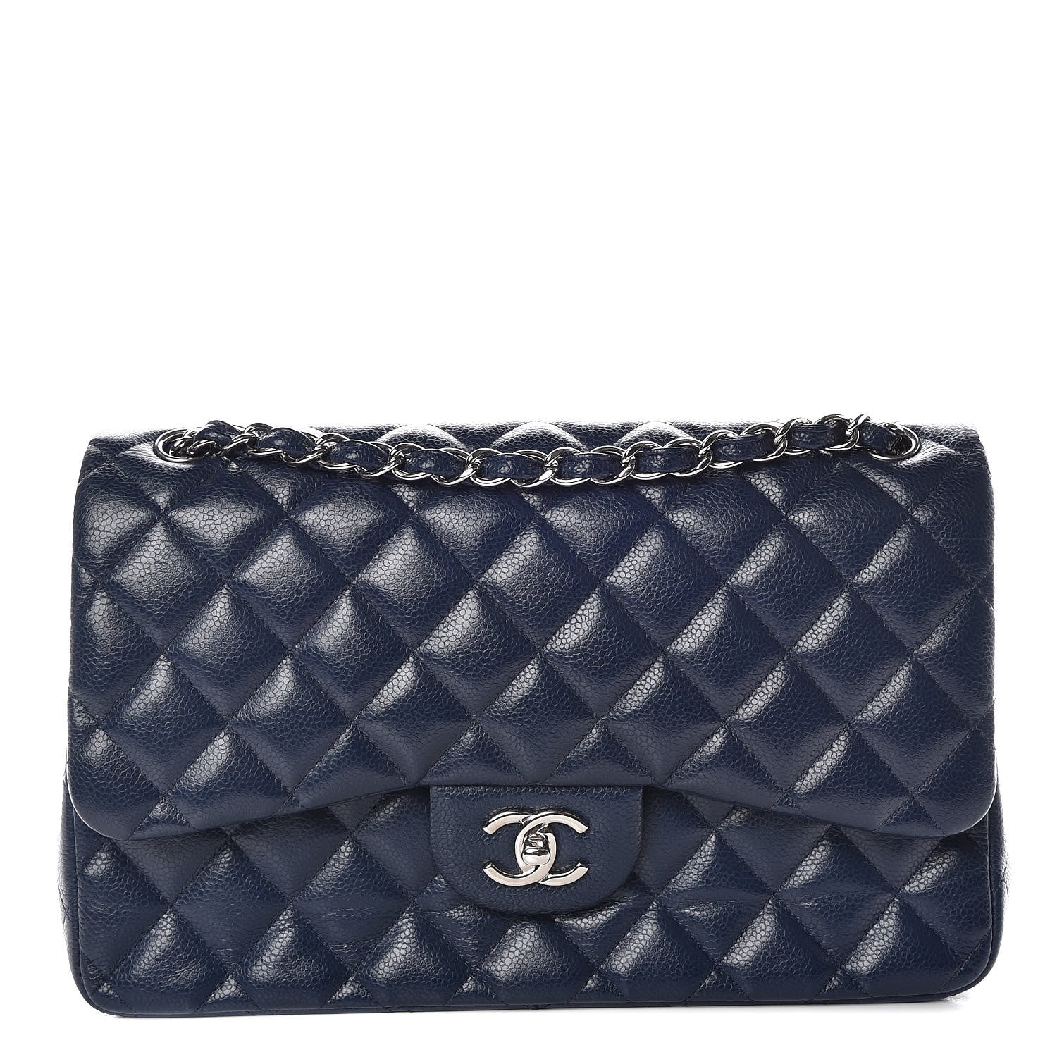 Chanel Caviar Quilted Jumbo Double Flap Navy 1 of 14