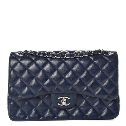 Chanel Caviar Quilted Jumbo Double Flap Navy 1 of 14