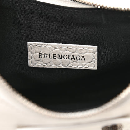 Balenciaga Extra Supple Calfskin Crocodile Embossed Le Cagole Shoulder Bag XS White 6 of 9