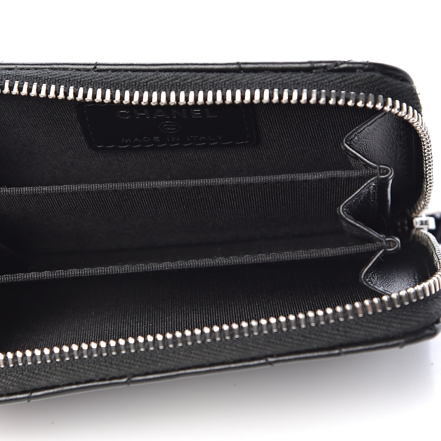 Chanel Lambskin Camellia Embossed Studded Zip Coin Purse Black 5 of 8