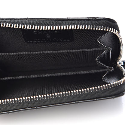 Chanel Lambskin Camellia Embossed Studded Zip Coin Purse Black 5 of 8
