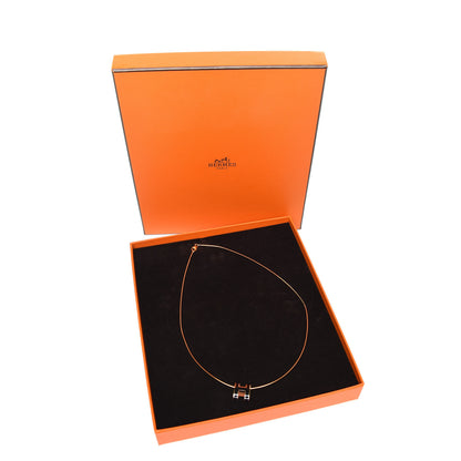 Hermes Lacquered Gold Pop H Pendant Necklace Black 5 of 5