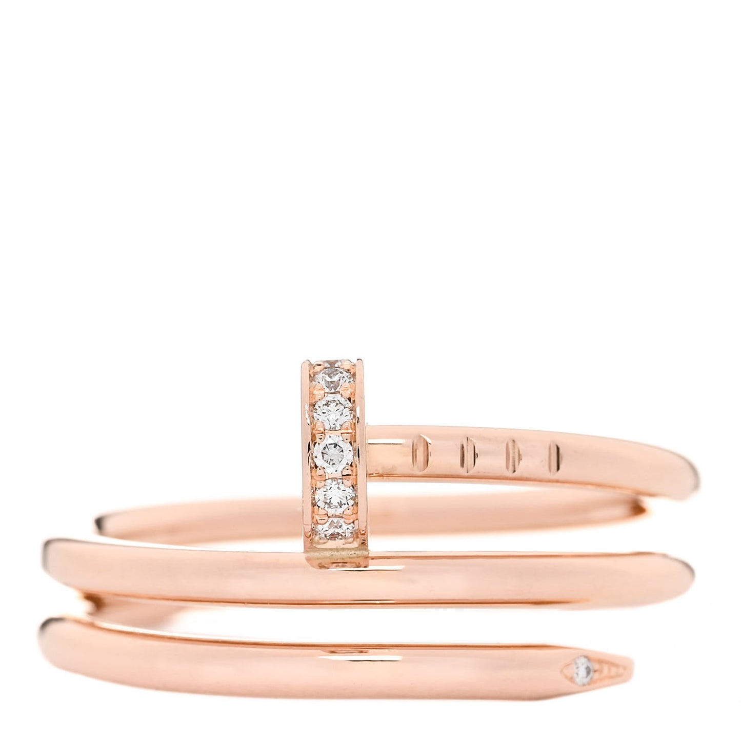 18K Pink Gold Diamond Double Juste Un Clou Ring 54 6.75