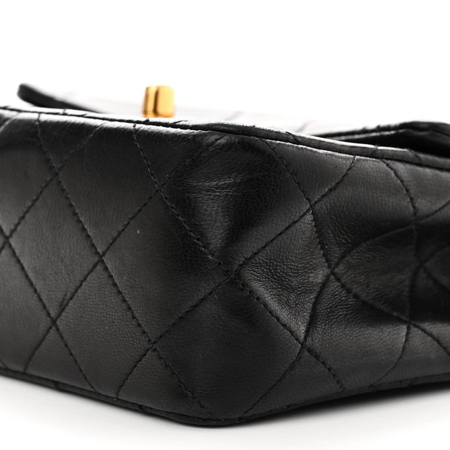 Lambskin Quilted Mini Square Flap Black