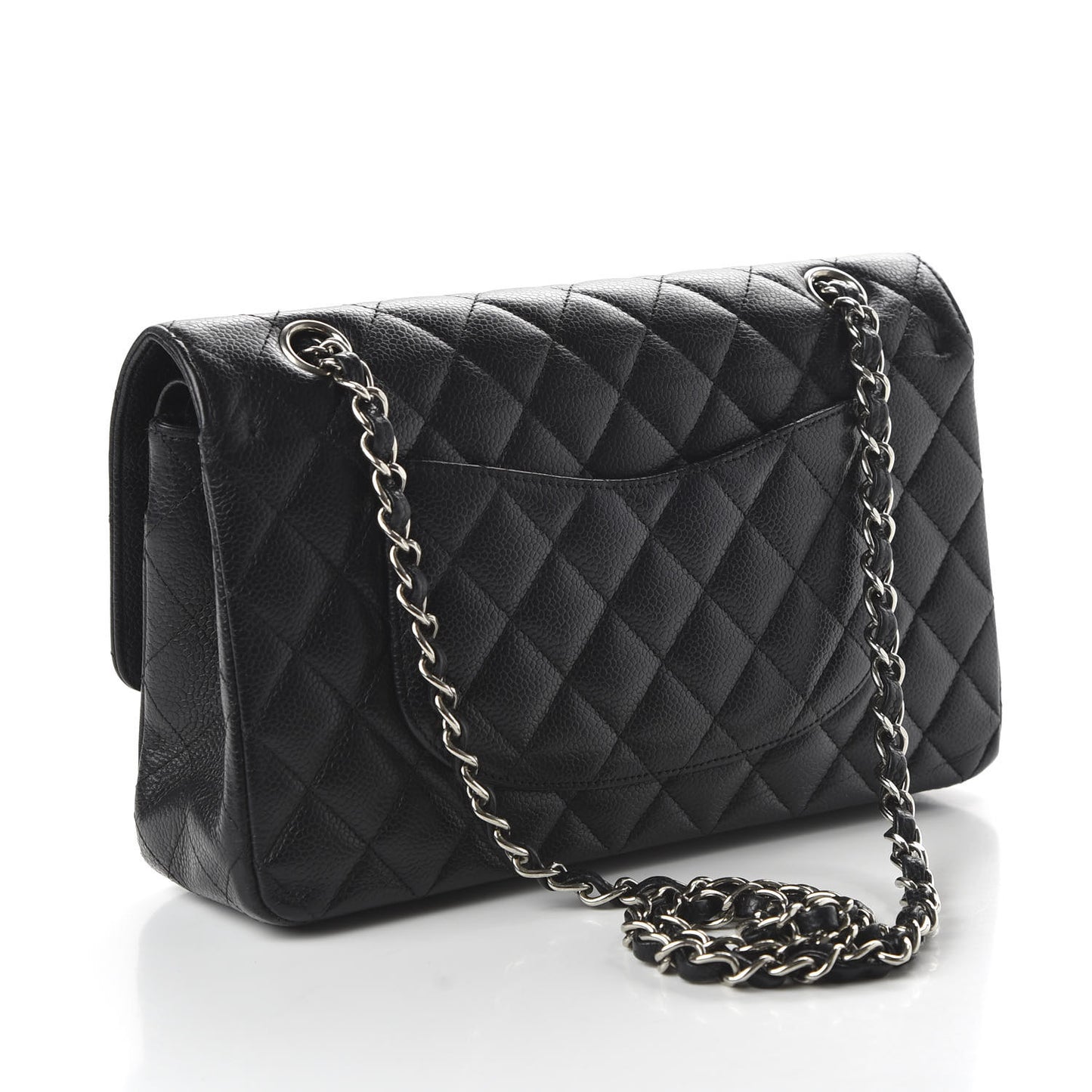 Caviar Quilted Medium Double Flap Black