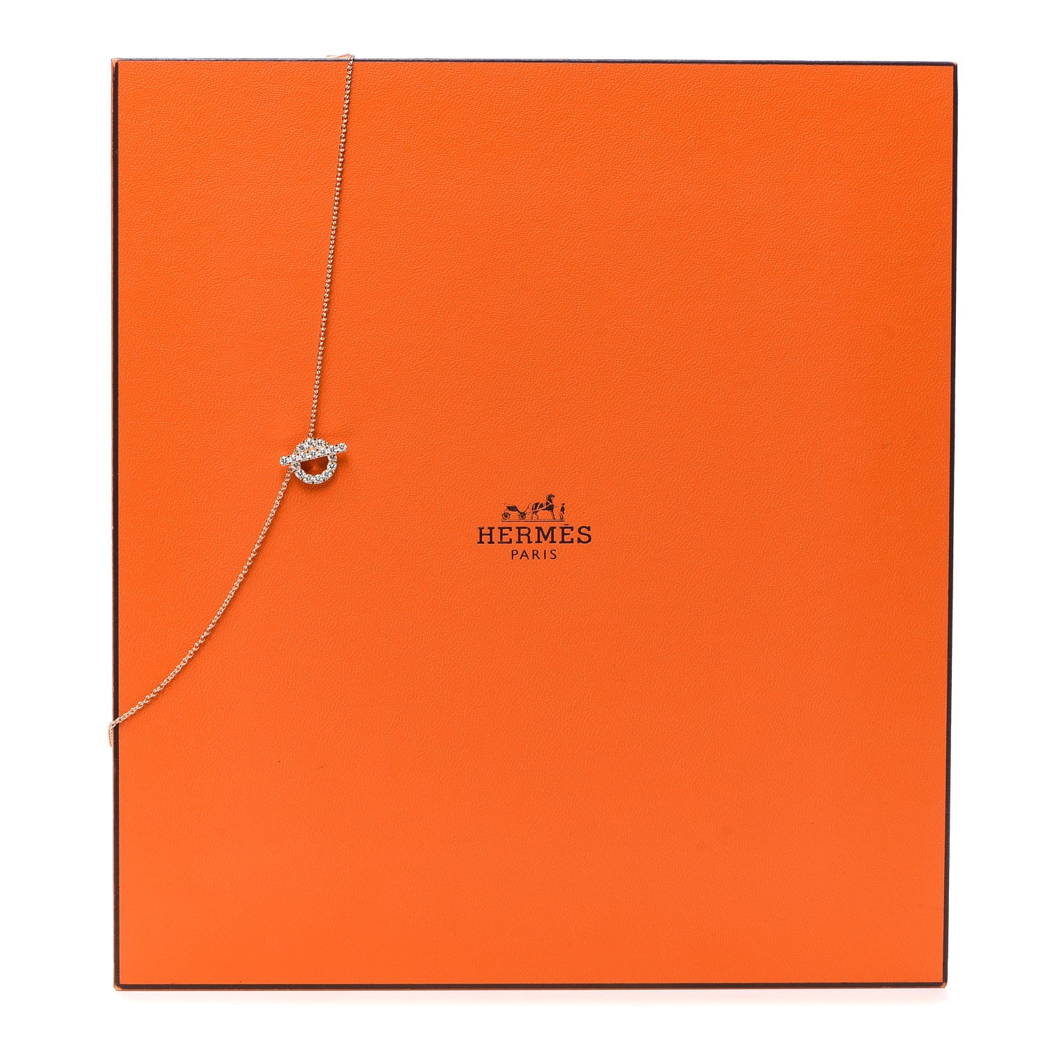 Hermes 18K Rose Gold Diamond Finesse Pendant Necklace 6 of 6