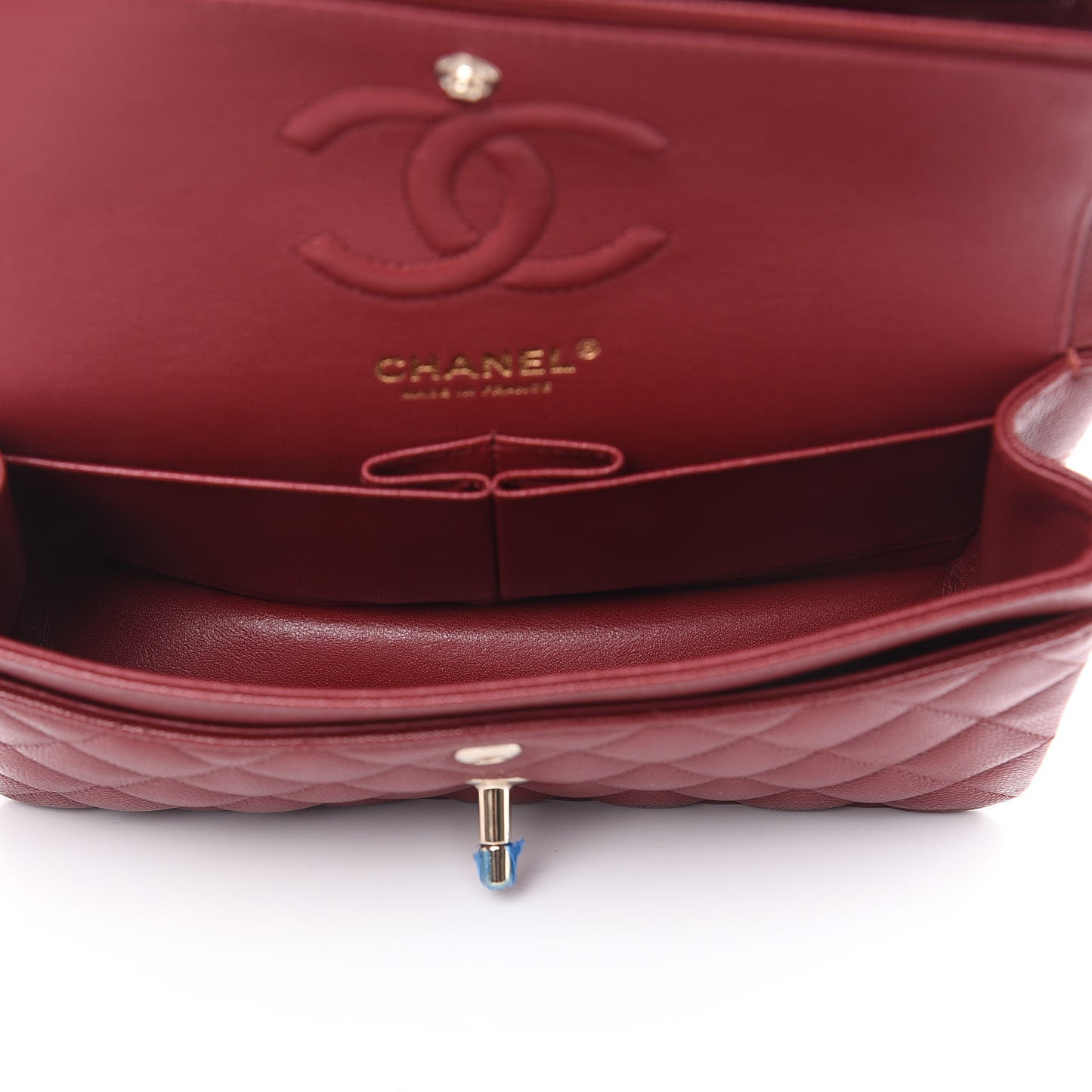 Caviar Quilted Small Double Flap Burgundy