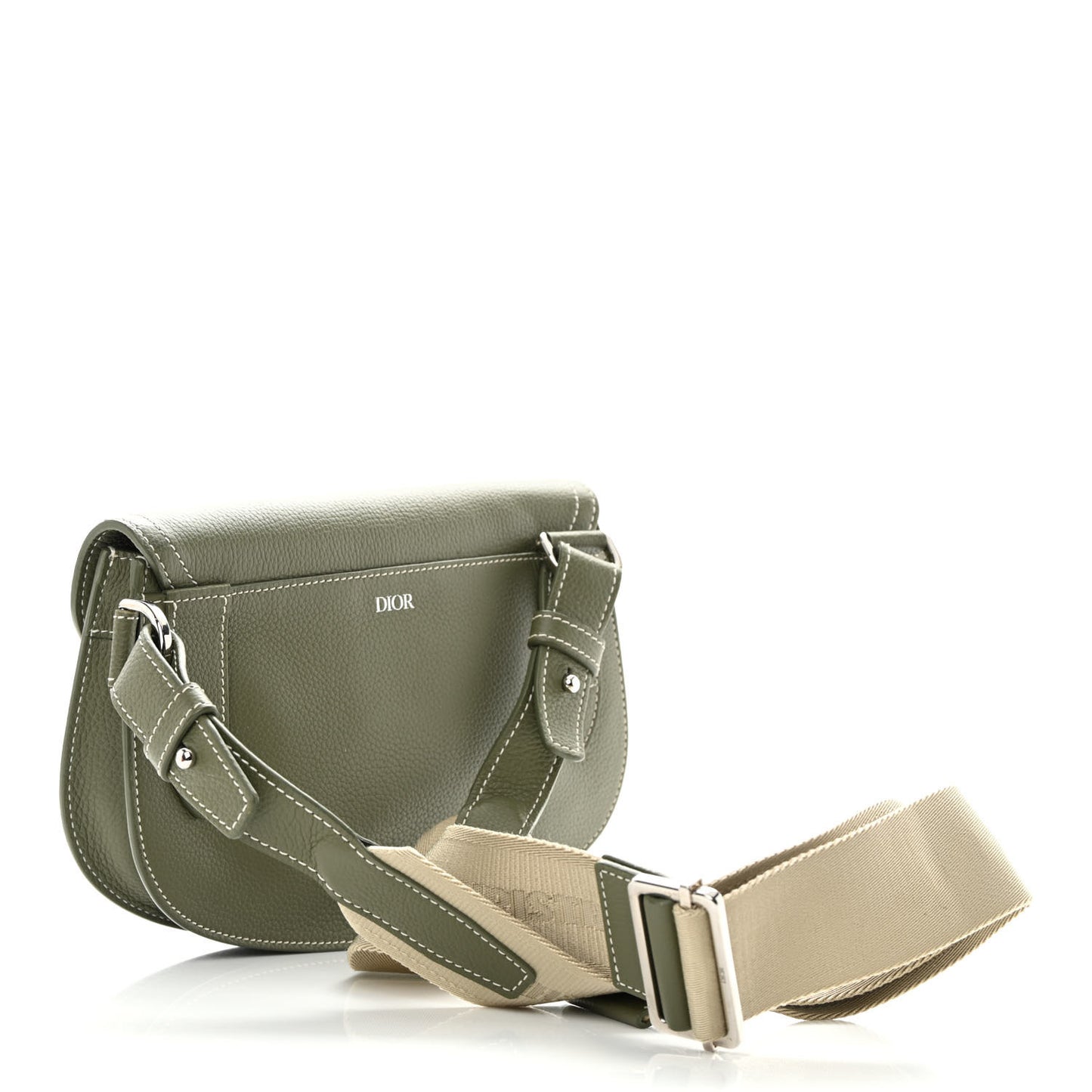 X KAWS Grained Calfskin Saddle Pouch Olive