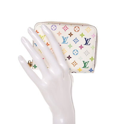 Louis Vuitton Monogram Multicolor Zippy Coin Purse Wallet White Litchi 2 of 7