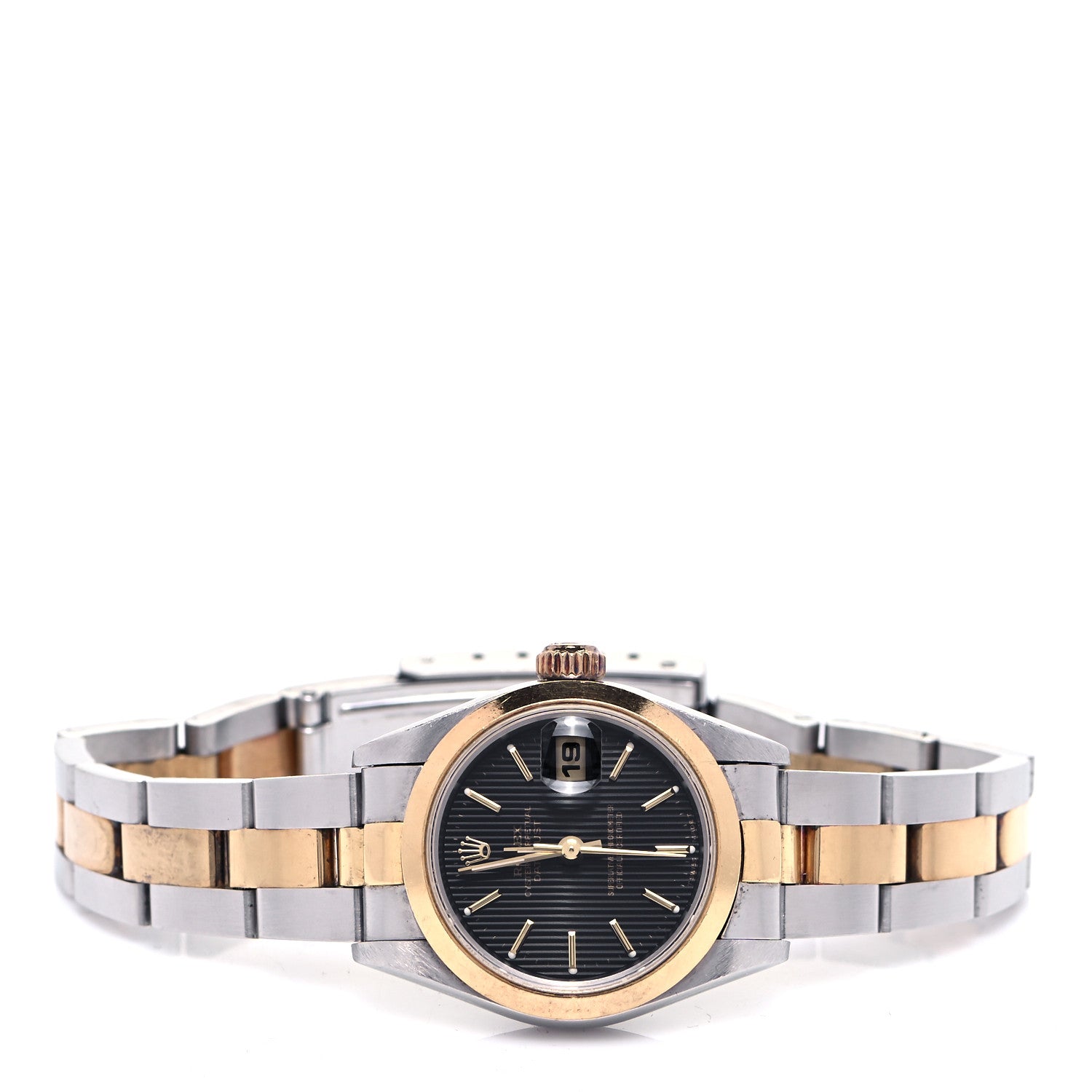 Rolex Stainless Steel 18K Yellow Gold Diamond 26mm Oyster Perpetual Datejust Watch Black 69176 2 of 8