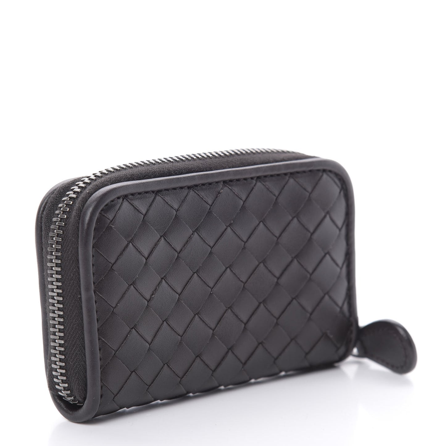 Nappa Intrecciato Zip Around Coin Purse Ebano