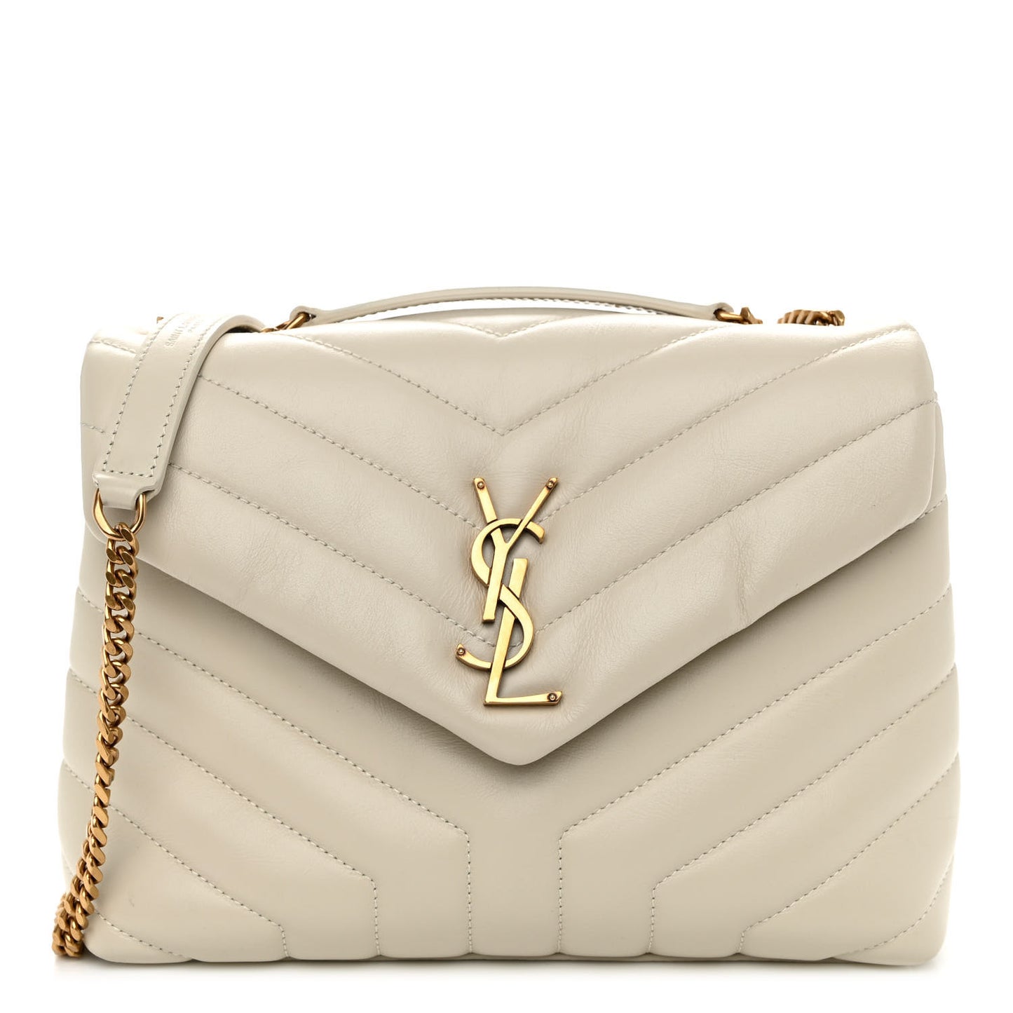 Calfskin Y Quilted Monogram Small Loulou Chain Satchel Crema Soft