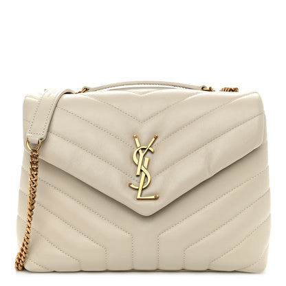 Saint Laurent Calfskin Y Quilted Monogram Small Loulou Chain Satchel Crema Soft 1 of 9