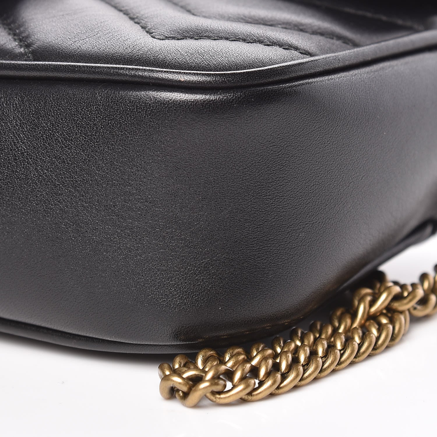 Gucci Calfskin Matelasse Super Mini GG Marmont Shoulder Bag Black 9 of 10