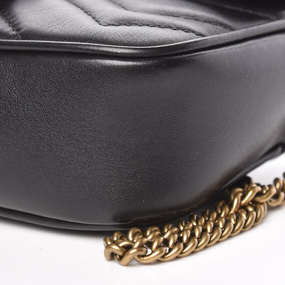 Gucci Calfskin Matelasse Super Mini GG Marmont Shoulder Bag Black 9 of 10