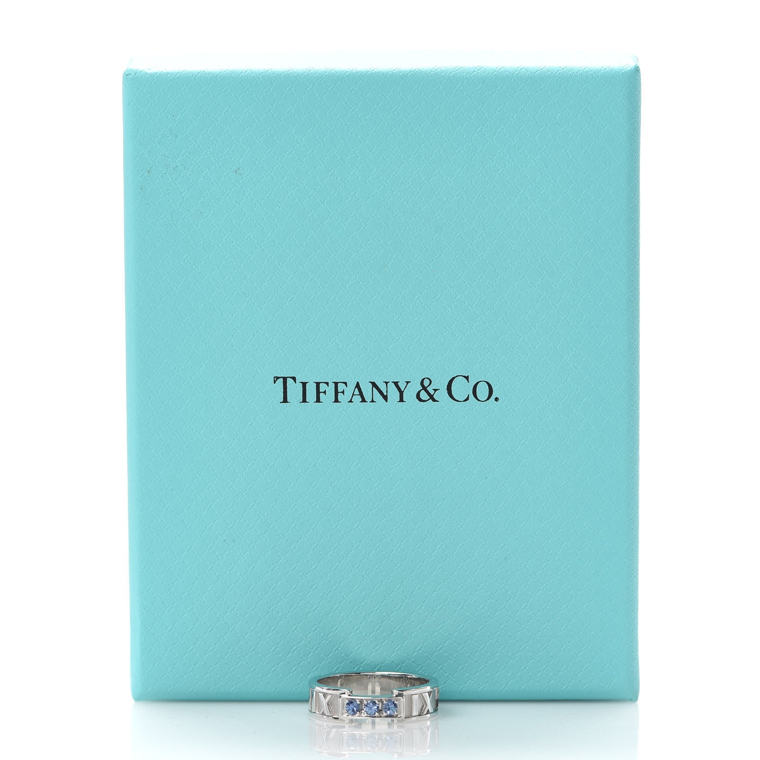 Tiffany 18K White Gold Blue Sapphire Atlas Ring 52 6 6 of 6