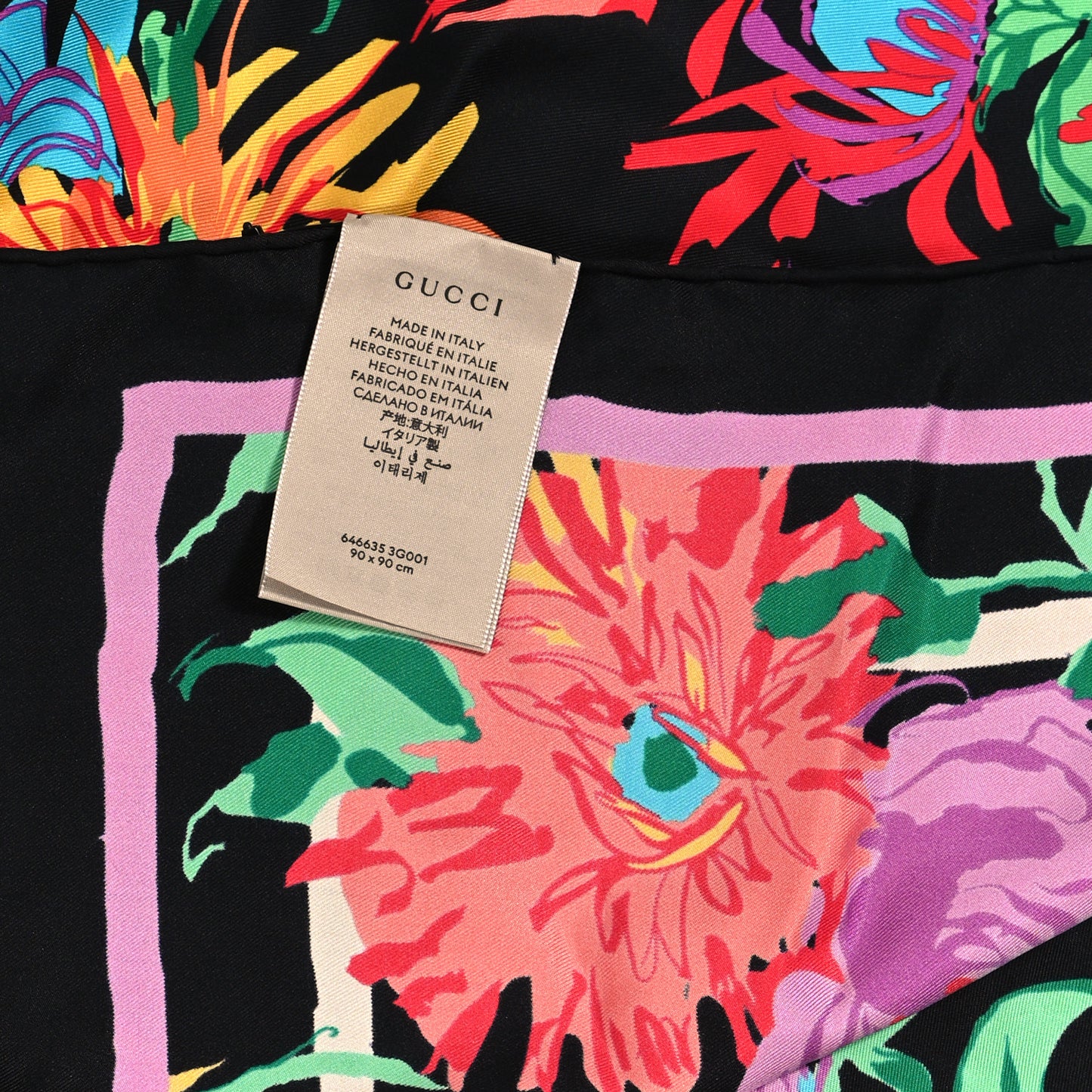 X KEN SCOTT Silk Twill Jenni Square Scarf Black Pink