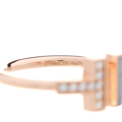 Tiffany 18K Rose Gold Diamond Mother of Pearl T Wire Ring 53 6.5 4 of 6
