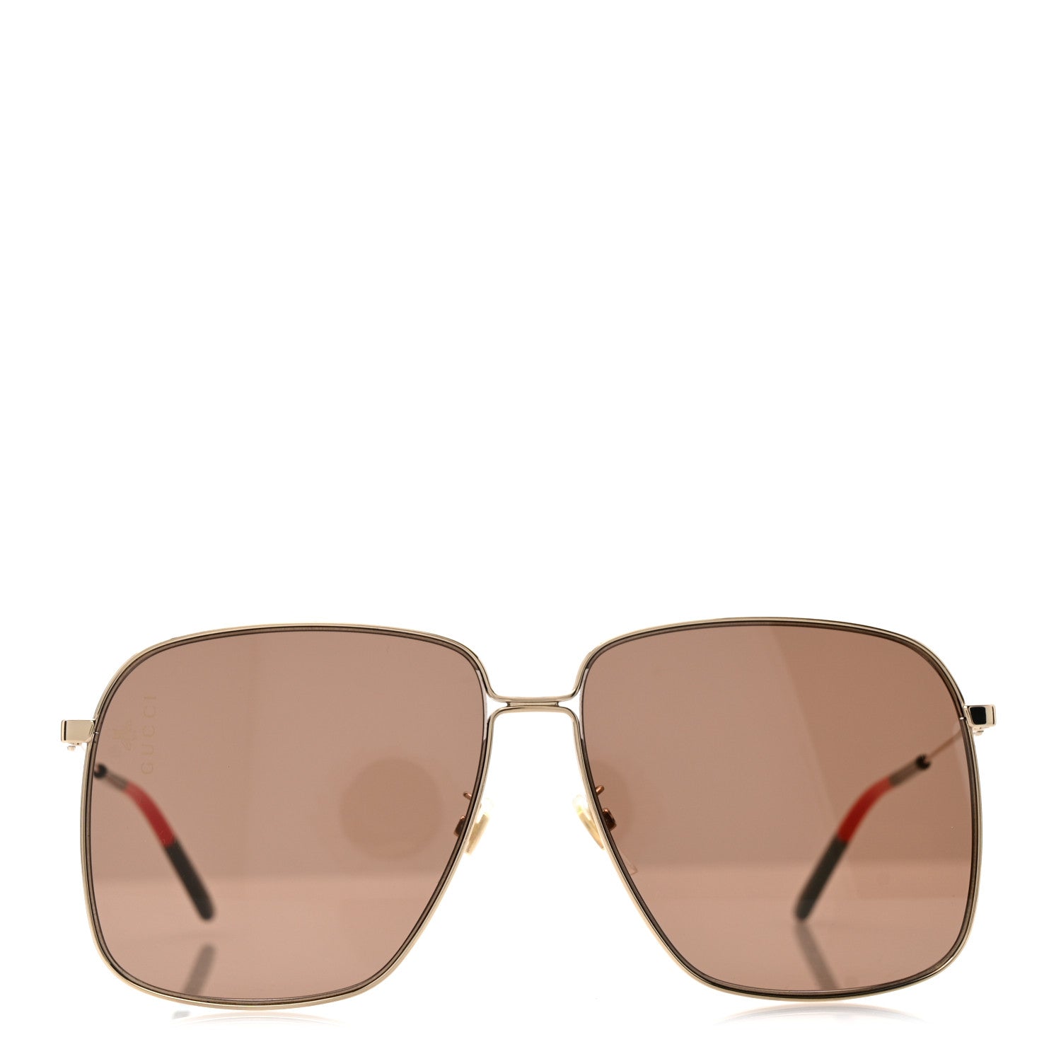 Gucci Rectangular Frame Interlocking G Sunglasses GG0394S Gold Green Red 2 of 7