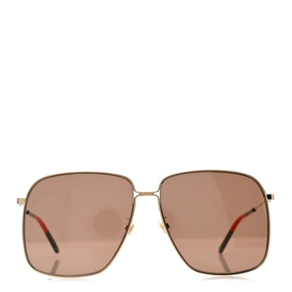 Gucci Rectangular Frame Interlocking G Sunglasses GG0394S Gold Green Red 2 of 7