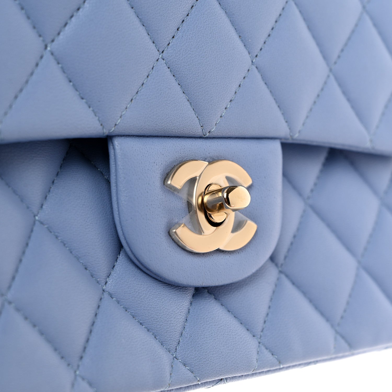Chanel Lambskin Quilted Medium Double Flap Light Blue 11 of 11