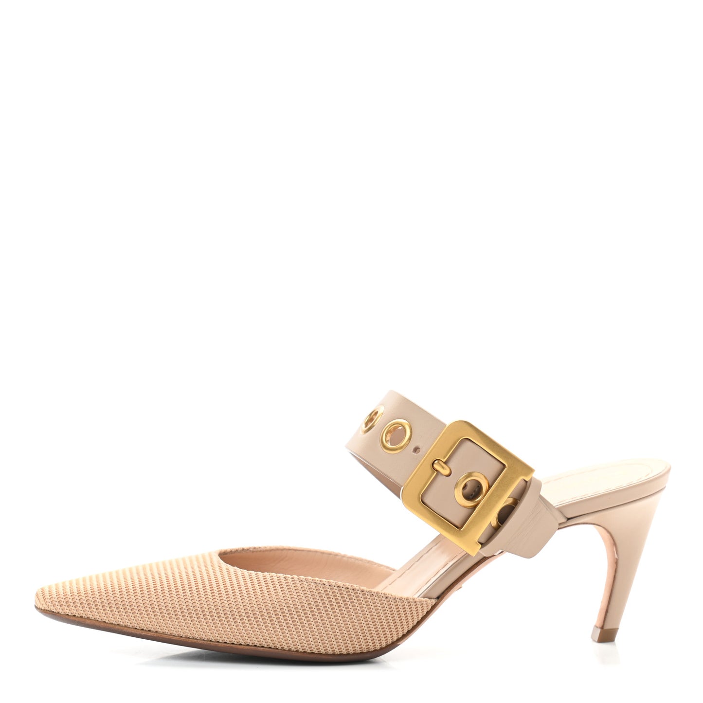 Technical Fabric Calfskin D-Dior 65mm Mules 38.5 Nude