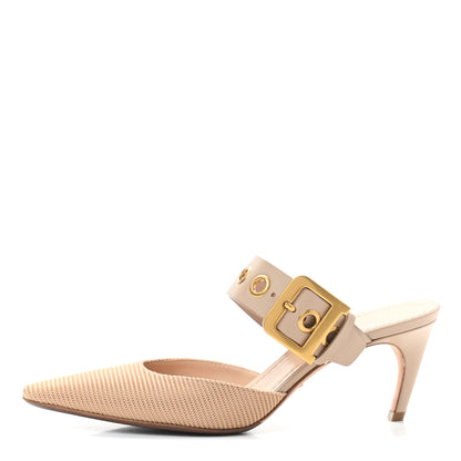 Christian Dior Technical Fabric Calfskin D-Dior 65mm Mules 38.5 Nude 1 of 7