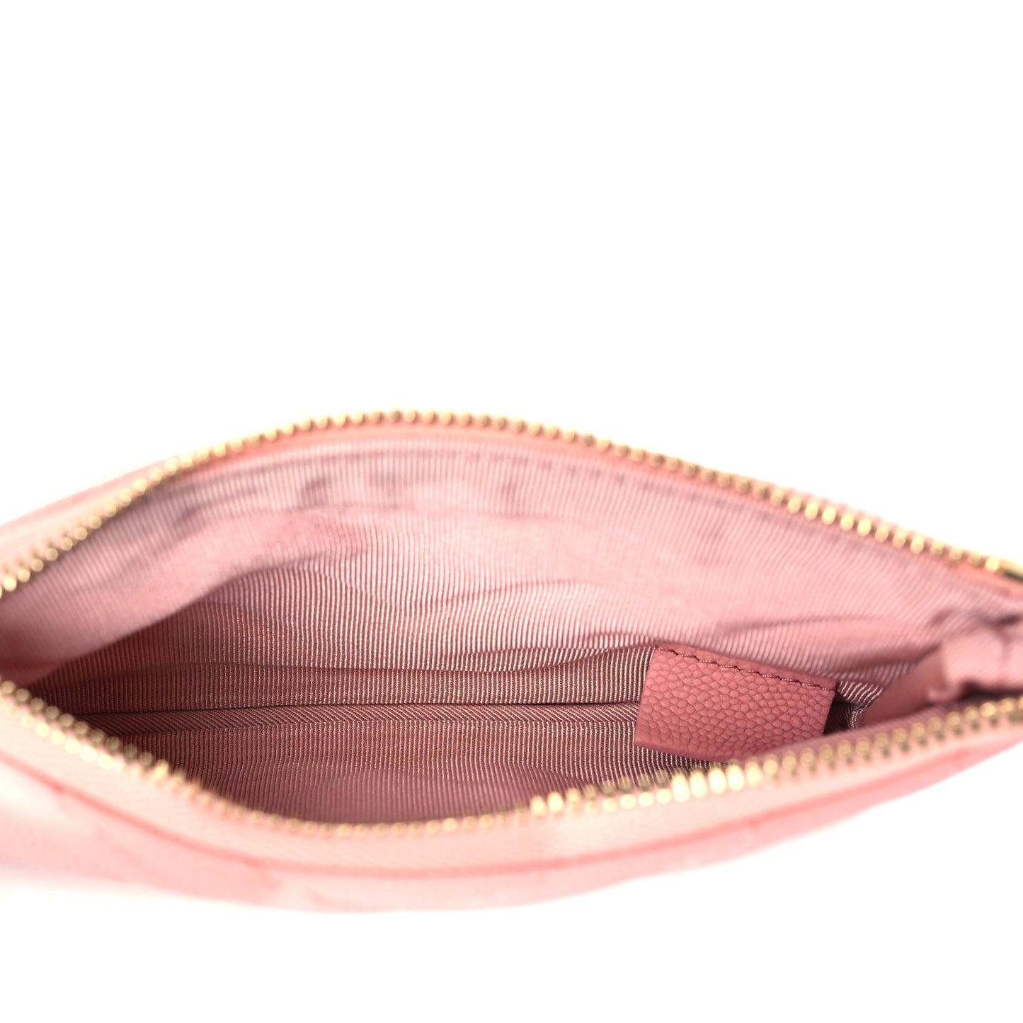 Flat Caviar Chevron Quilted Small Cosmetic Case Pink