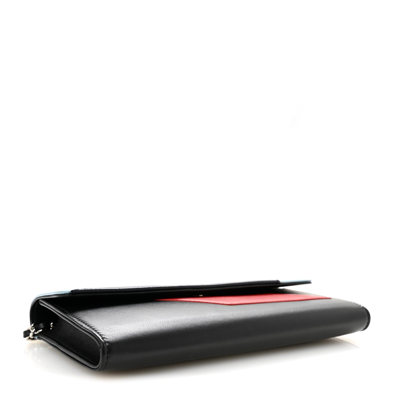 Chanel Lambskin Airlines Wallet On Chain WOC Blue Black Red 4 of 11