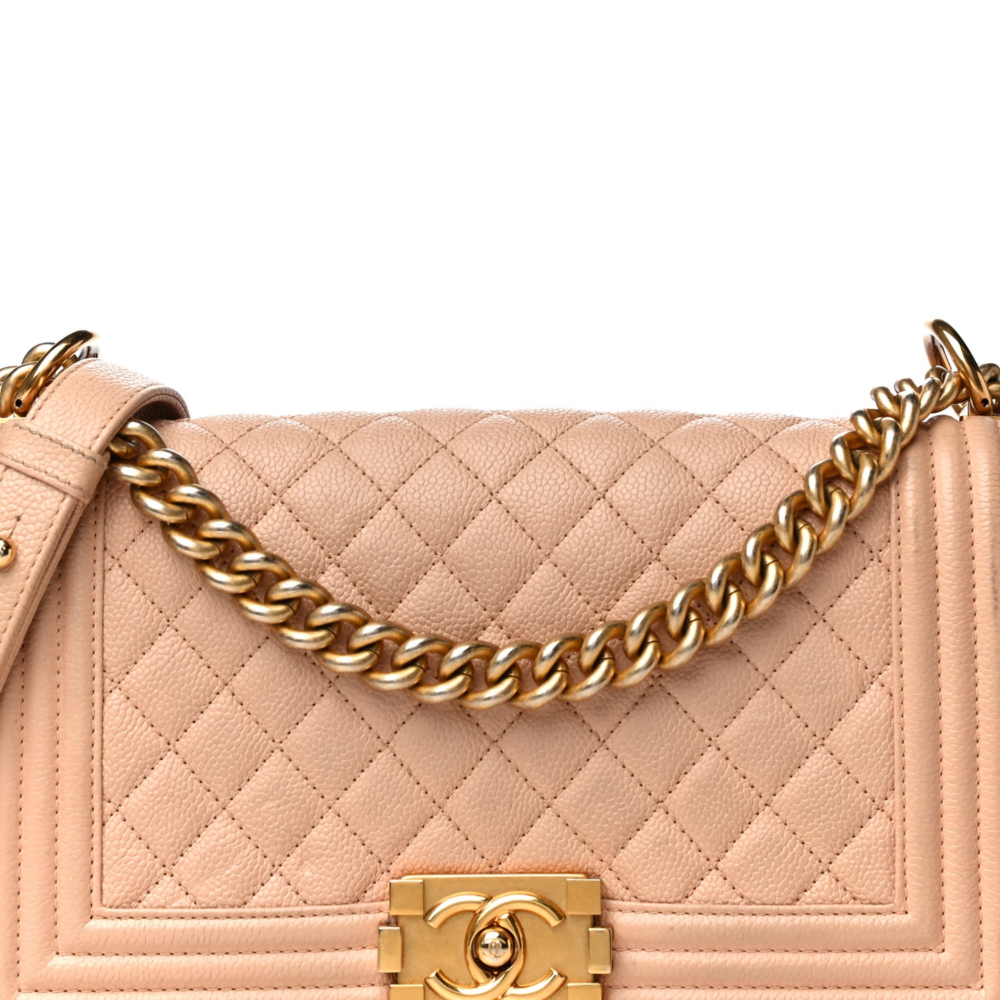 Caviar Quilted Medium Boy Flap Beige