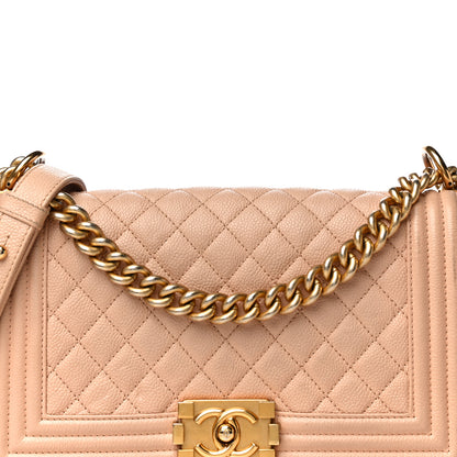 Chanel Caviar Quilted Medium Boy Flap Beige 8 of 27