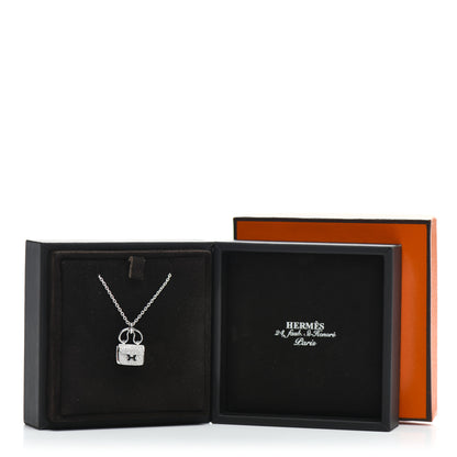 Hermes 18K White Gold Diamond Constance Amulette Pendant Necklace 5 of 5