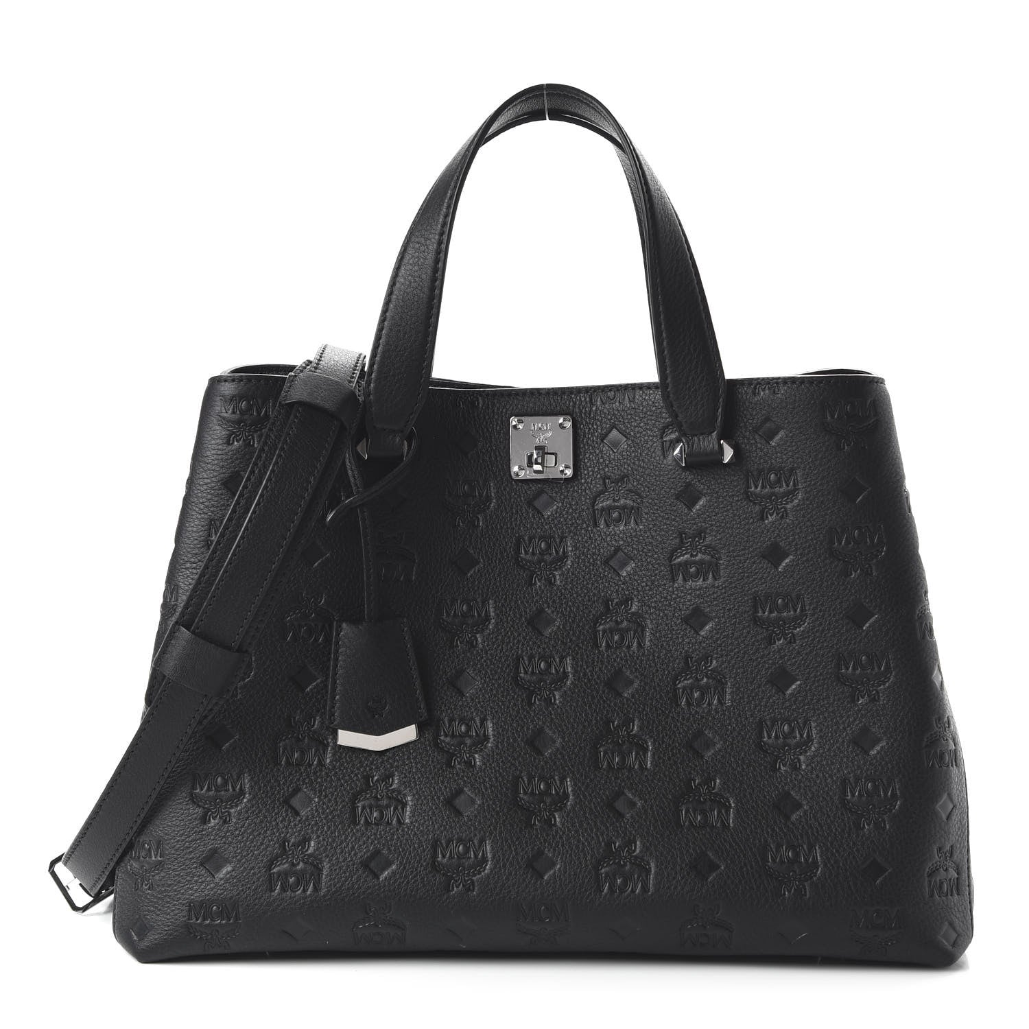 MCM Calfskin Ottomar Monogram Large Essential Tote Black 1 of 9