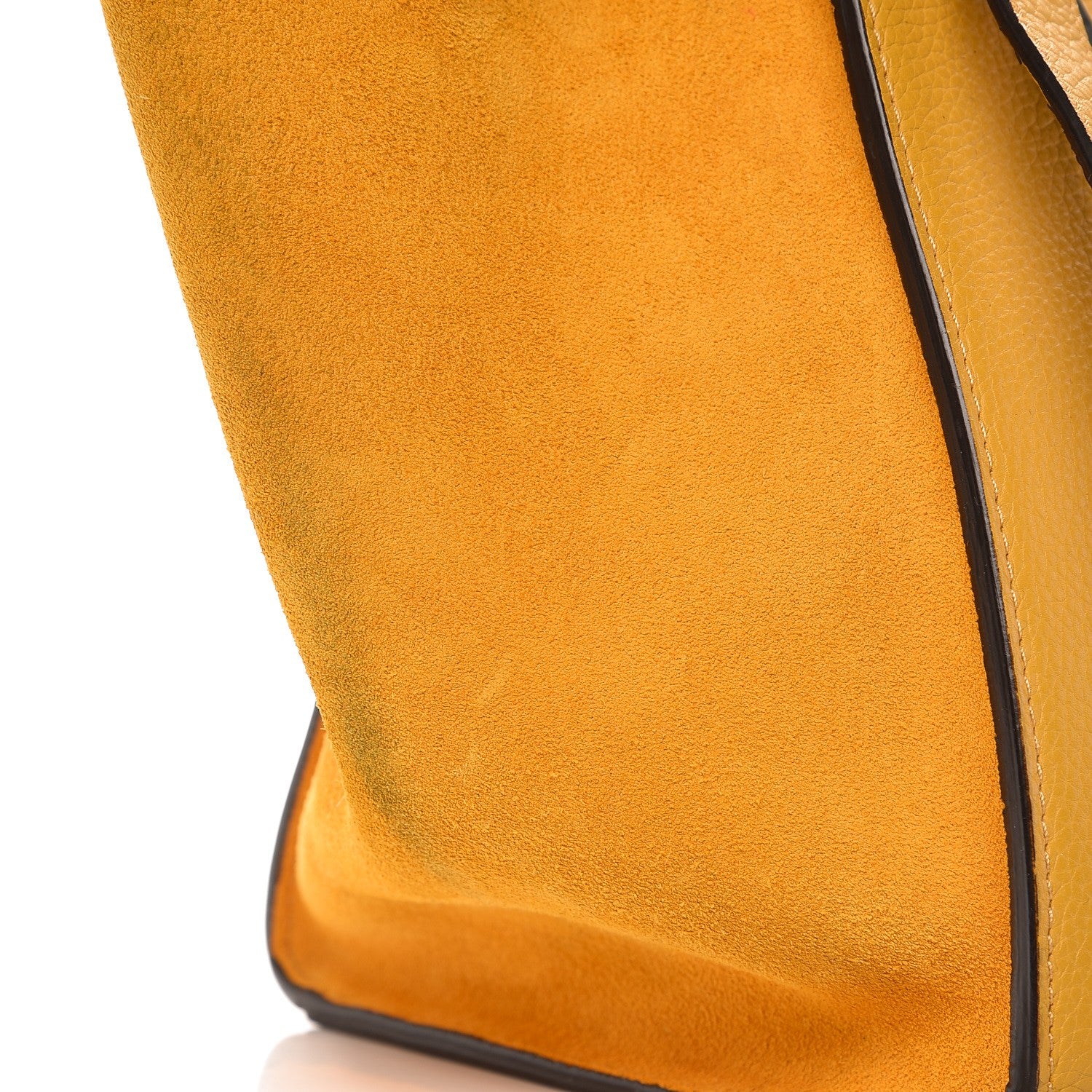 Celine Drummed Calfskin Suede Medium Trapeze Ocre 10 of 11