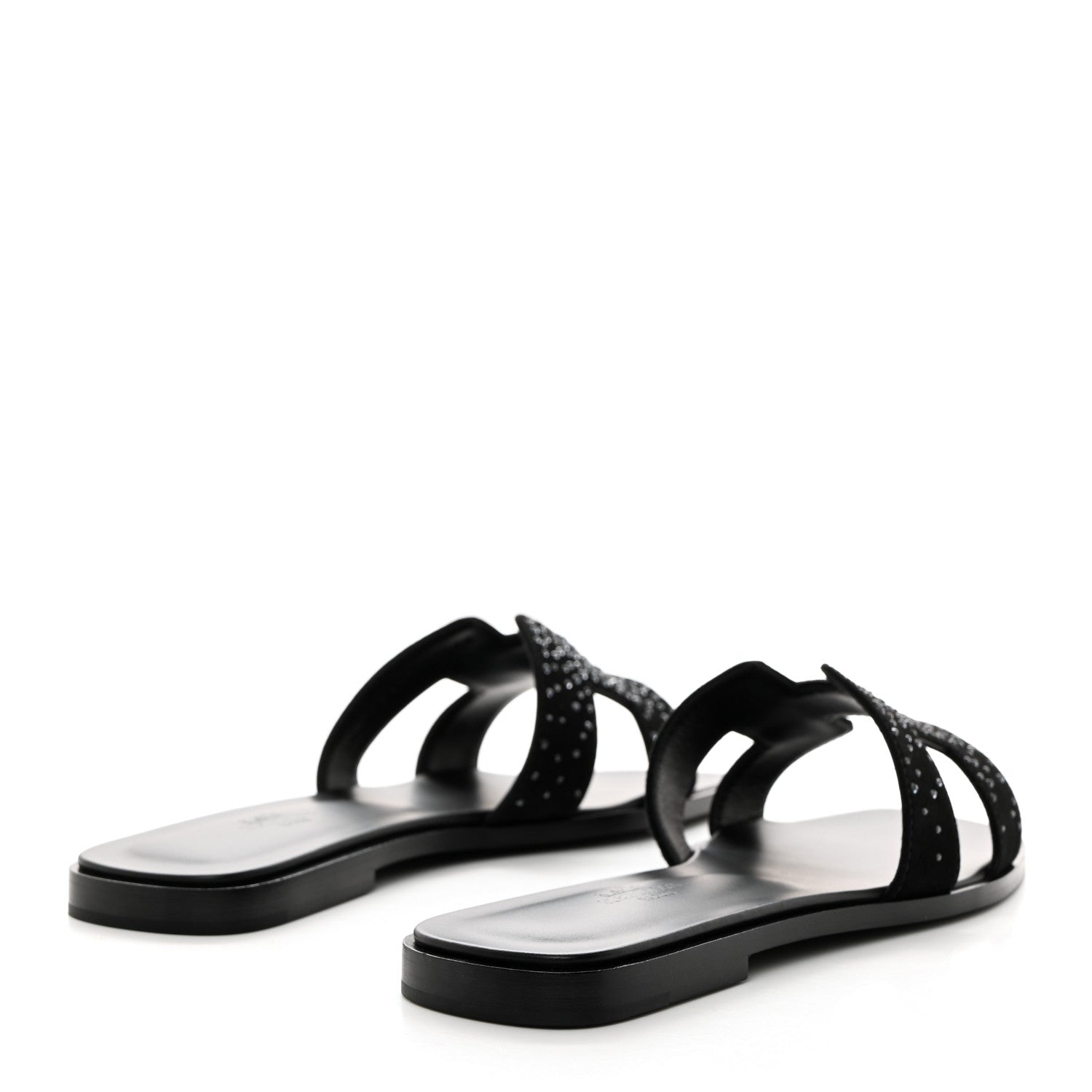 Hermes Suede Goatskin Studded Oran Sandals 37.5 Black 4 of 9