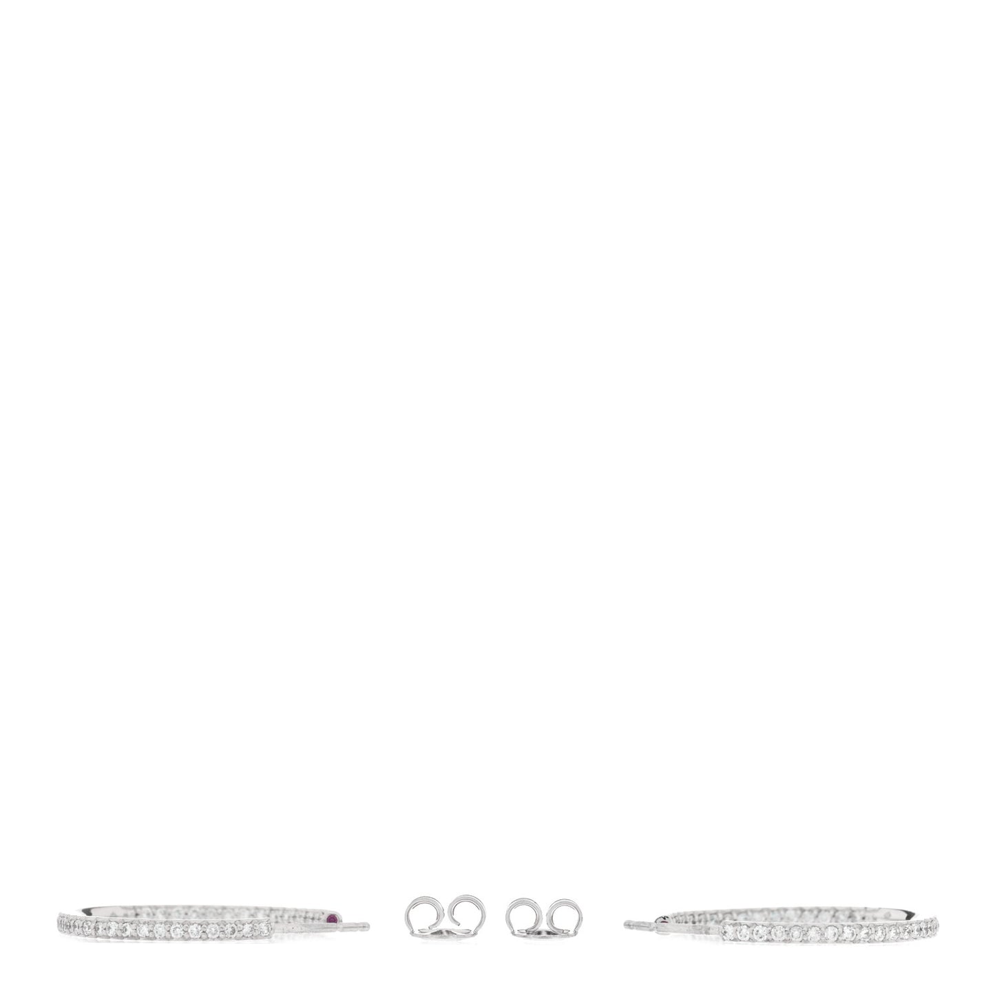 18K White Gold Diamond Large Hoop Earrings